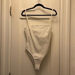 Tiger Mist White and Black Striped Bodysuit